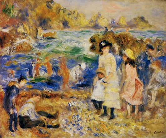 Children By The Sea In Guernsey by Pierre Auguste Renoir