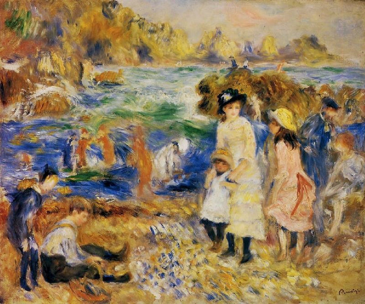 Children By The Sea In Guernsey by Pierre Auguste Renoir