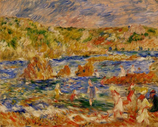 Children On The Beach At Guernsey by Pierre Auguste Renoir