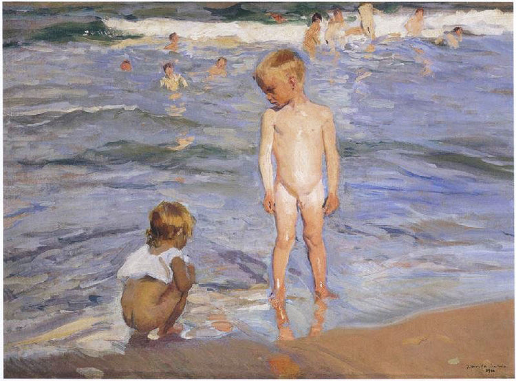 Children Bathing In The Afternoon Sun by Joaquin Sorolla y Bastida