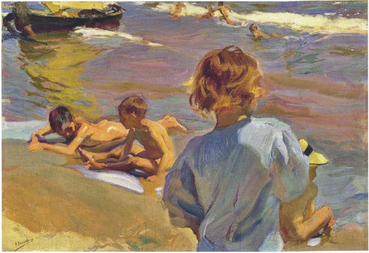 Children On The Beach, Valencia by Joaquin Sorolla y Bastida