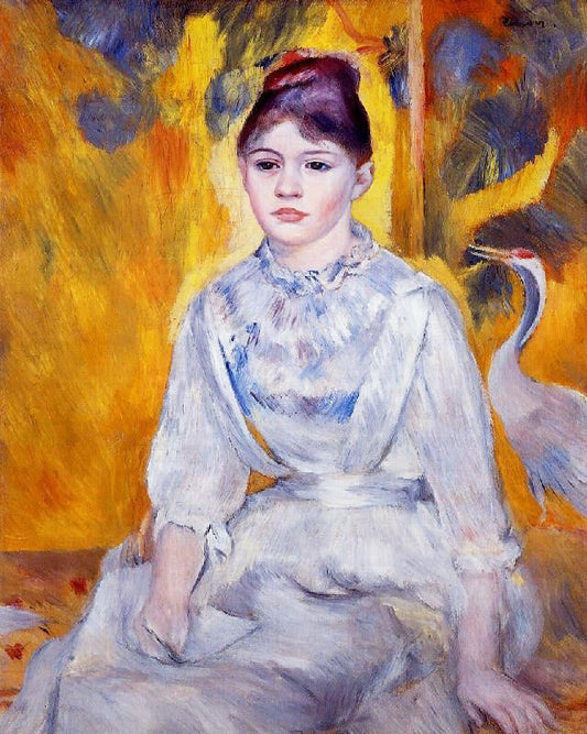 Young Woman With Crane by Pierre Auguste Renoir