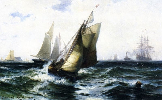 Ships In New York Harbor by Edward Moran