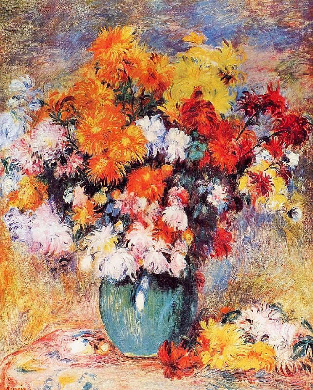 Vase Of Chrysanthemums, 1890 by Pierre Auguste Renoir