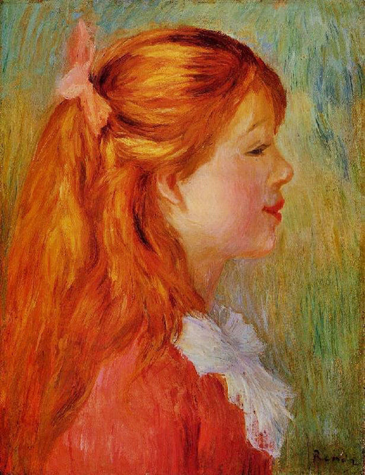 Young Girl With Long Hair In Profile by Pierre Auguste Renoir