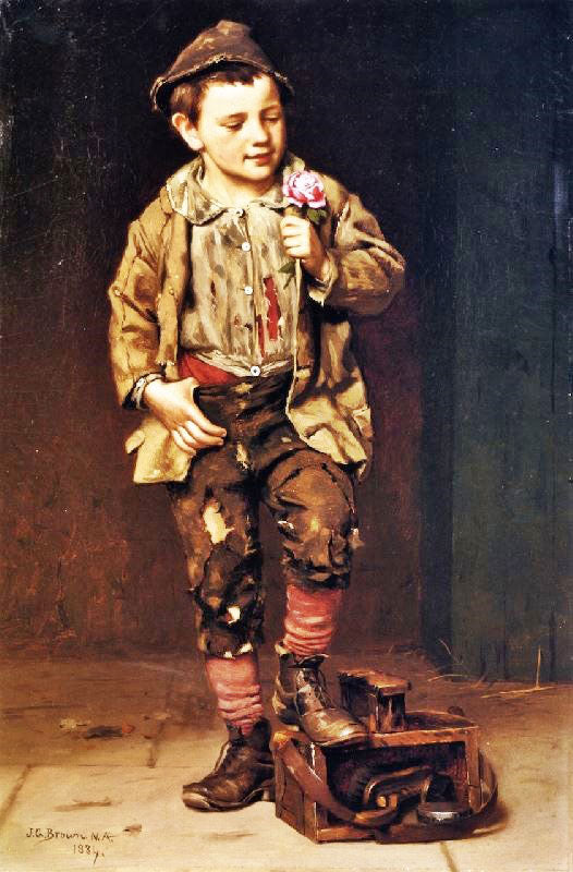 Shoeshine Boy With A Rose by John George Brown