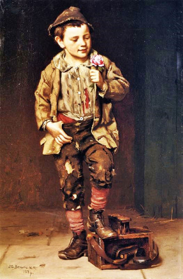 Shoeshine Boy With A Rose by John George Brown