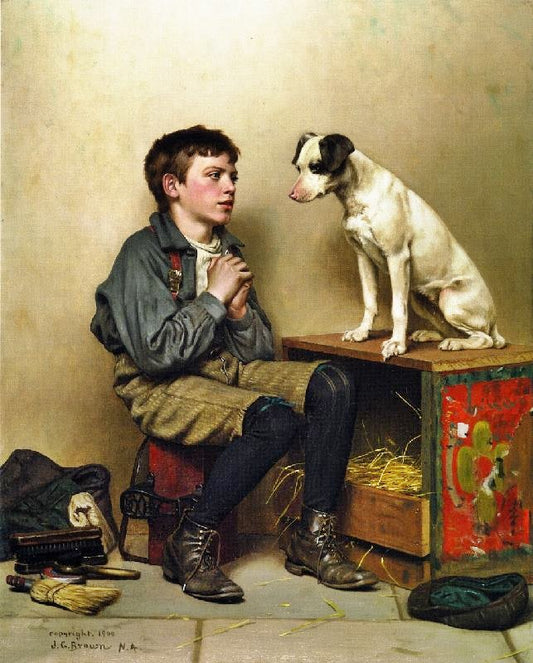 Shoeshine Boy With Dog by John George Brown