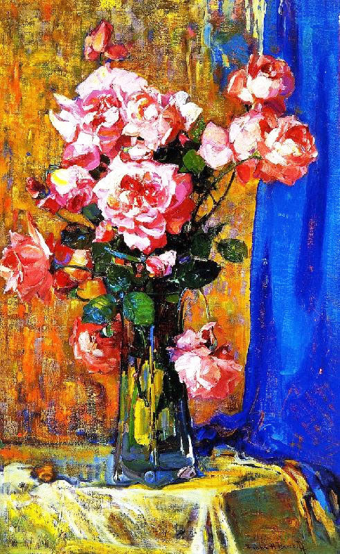 Roses In A Atall Glass by Franz Bischoff
