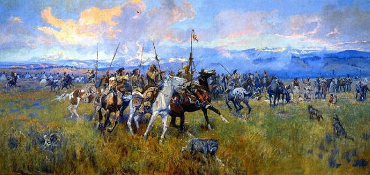 Lewis And Clark Meeting Indians At Ross’ Hole by Charles Marion Russell