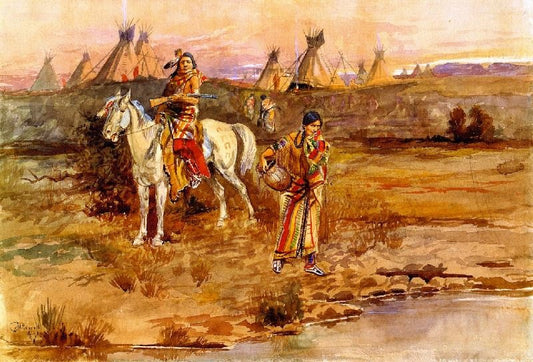 A Piegan Flirtation by Charles Marion Russell