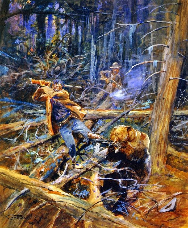 A Wounded Grizzly by Charles Marion Russell