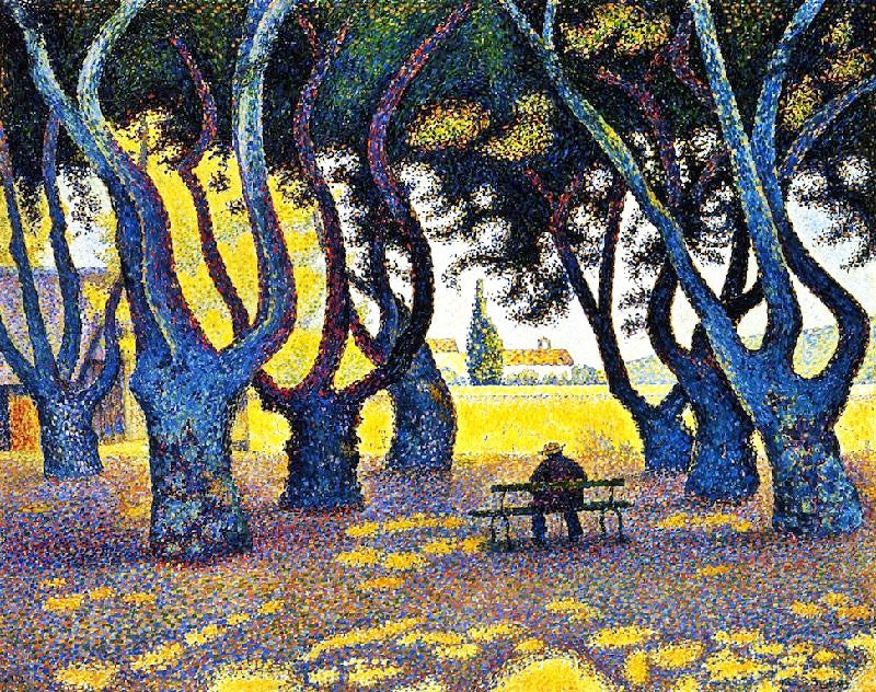 Plane Trees, Place Des Lices, Saint-Tropez, Opus 242 by Paul Signac