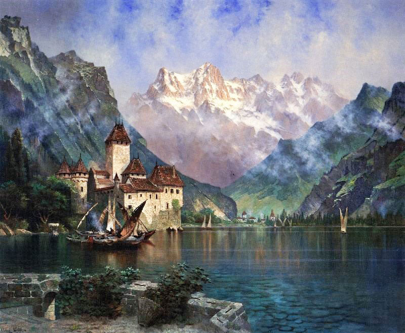 Dent Du Midi, Castle Of Chillon, Lake Geneva by Edwin Deakin