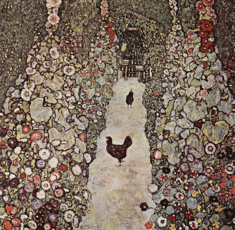 GARDEN WITH ROOSTERS