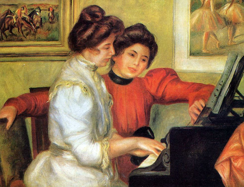 YVONNE AND CHRISTINE LEROLLE AT THE PIANO
