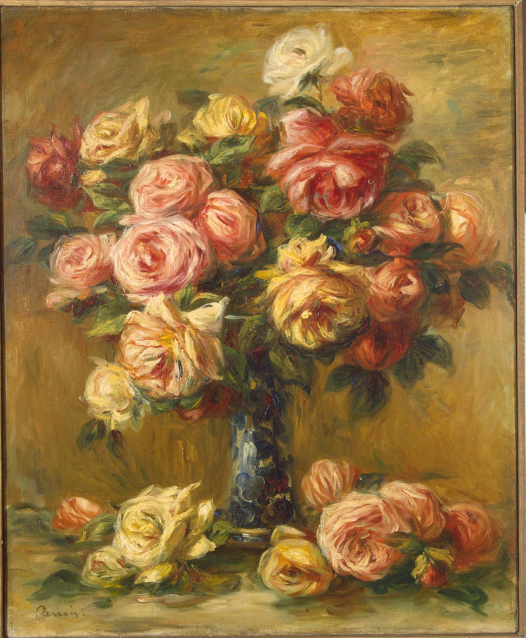 ROSES IN A BLUE VASE