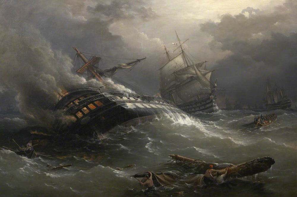 DESTRUCTION BY FIRE OF THE GUN SHIP ’ACHILLE’ AT THE CLOSE OF THE BATTLE OF TRAFALGAR