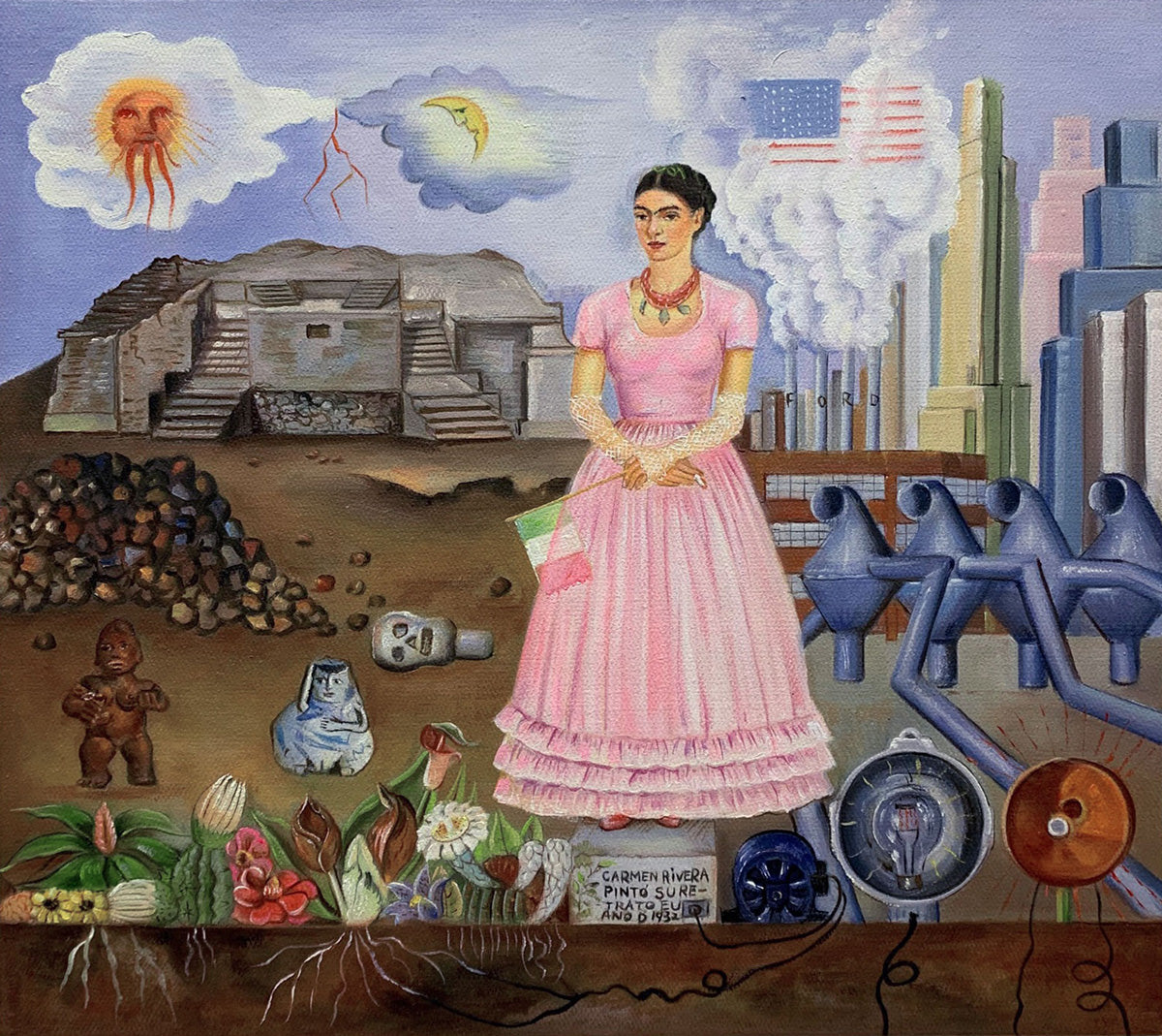Self-Portrait On The Borderline Between Mexico And The United States by Frida Kahlo