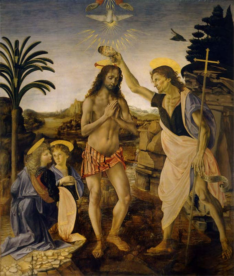 The Baptism Of Christ by Leonardo Da Vinci