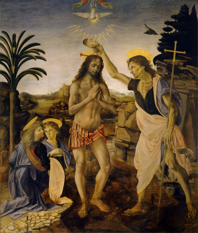 The Baptism Of Christ by Leonardo Da Vinci