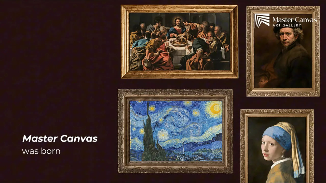 Master Canvas Art painter hand-finishing a Van Gogh oil reproduction in the studio