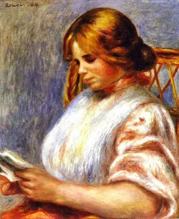 READER IN A CANED CHAIR