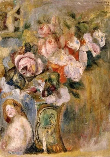 VASE OF FLOWERS AND A WOMAN