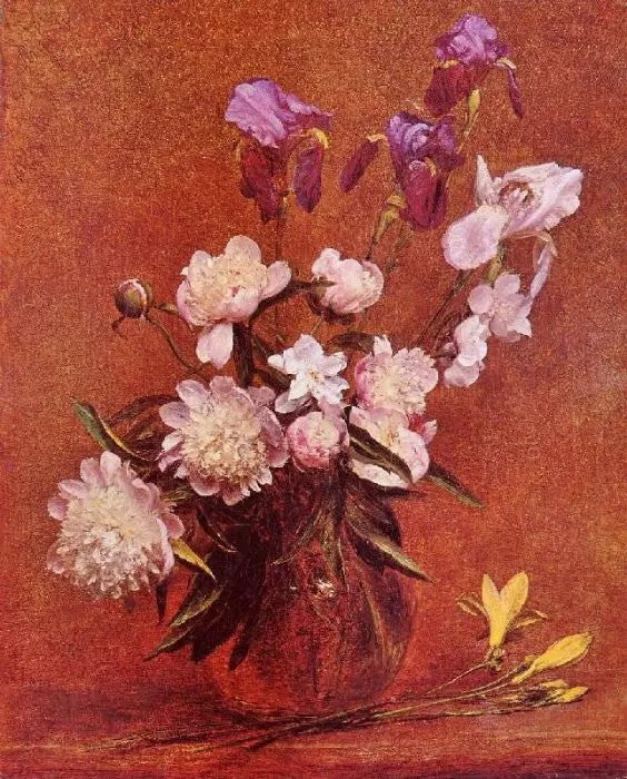 BOUQUET OF PEONIES AND IRIS
