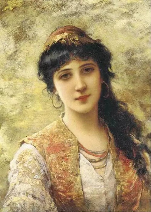 YOUNG BEAUTY IN AN EMBROIDERED VEST
