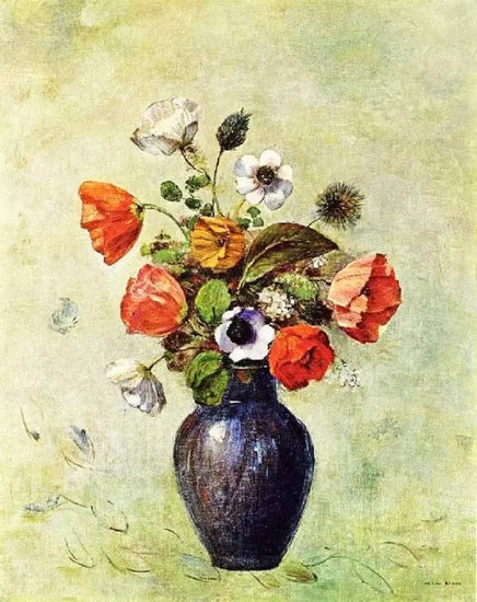 ANEMONES AND POPPIES IN A VASE