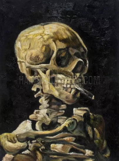 SKULL WITH BURNING CIGARETTE