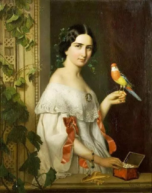 PORTRAIT OF A LADY WITH A PARAKEET