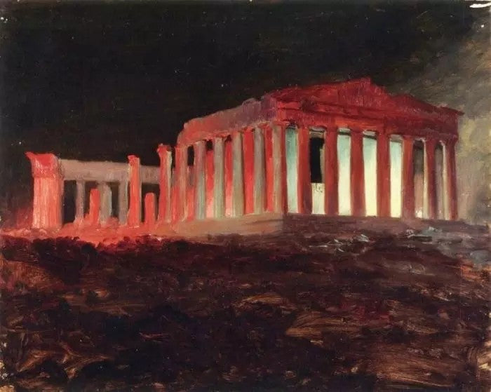 PARTHENON, ATHENS, FROM THE NORTHWEST, ILLUMINATED NIGHT VIEW