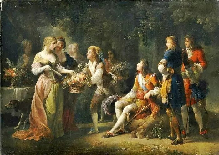 LOUIS XIV OF FRANCE DECLARING HIS LOVE FOR LOUISE DE LA VALLIÈRE IN THE BOIS DE VINCENNES