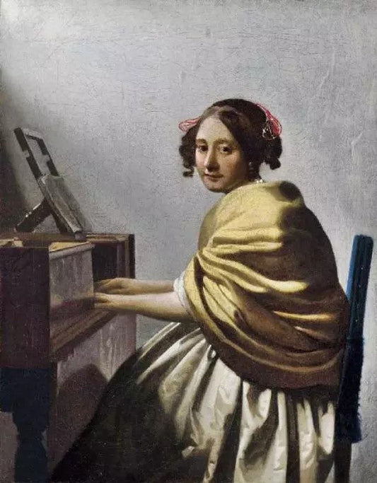 YOUNG WOMAN SEATED AT THE VIRGINALS