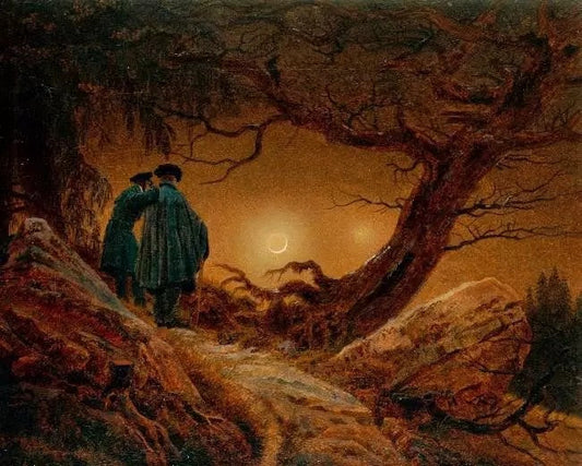 TWO MEN CONTEMPLATING THE MOON