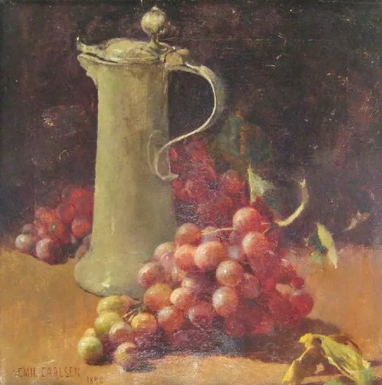 STILL LIFE WITH GRAPES AND PEWTER FLAGON