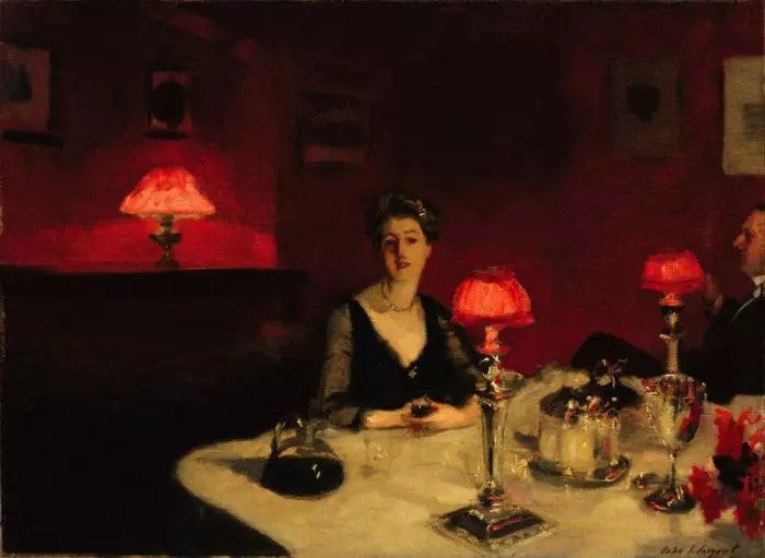 A DINNER TABLE AT NIGHT (MR. AND MRS. ALBERT VICKERS)