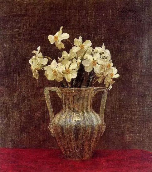 NARCISSES IN AN OPALINE GLASS VASE