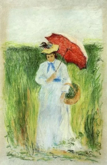 YOUNG WOMAN WITH AN UMBRELLA