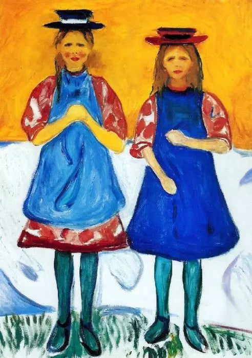 TWO GIRLS WITH BLUE APRONS