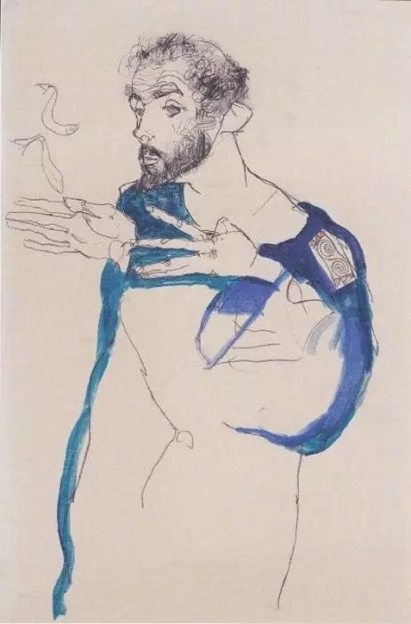 GUSTAV KLIMT IN A BLUE SMOCK