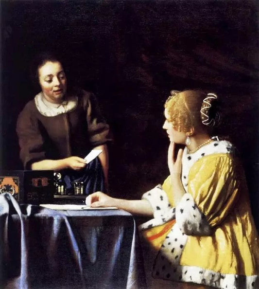 LADY WITH HER MAIDSERVANT HOLDING A LETTER