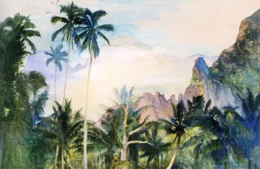 THE END OF COOK’S BAY, ISLAND OF MOOREA, SOCIETY ISLANDS. 1891, DAWN