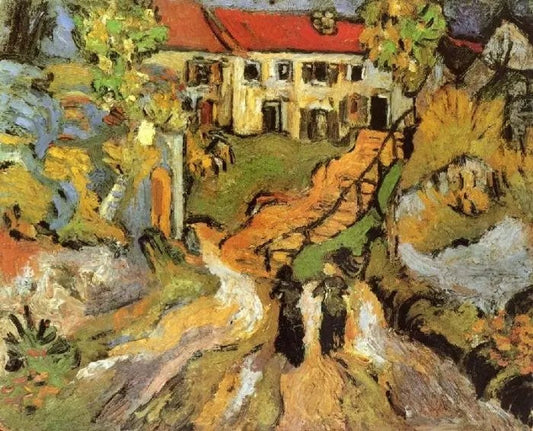 VILLAGE STREET AND STEPS IN AUVERS WITH TWO FIGURES
