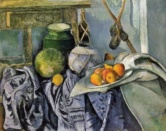 STILL LIFE WITH A GINGER JAR AND EGGPLANTS