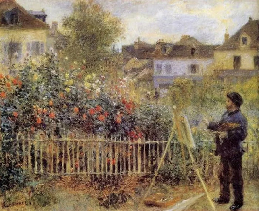 CLAUDE MONET PAINTING IN HIS GARDEN AT ARGENTEUIL