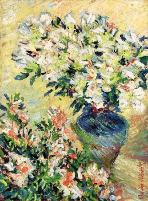 WHITE AZALEAS IN A POT