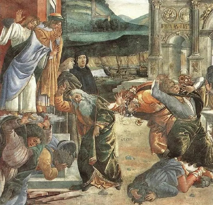 THE PUNISHMENT OF KORAH AND THE STONING OF MOSES AND AARON, DETAIL 2